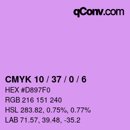 カラーコード: CMYK 10 / 37 / 0 / 6 | qconv.com