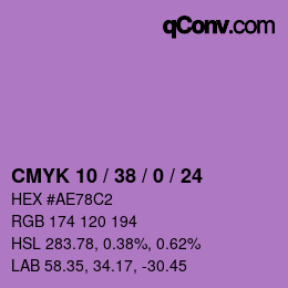 カラーコード: CMYK 10 / 38 / 0 / 24 | qconv.com