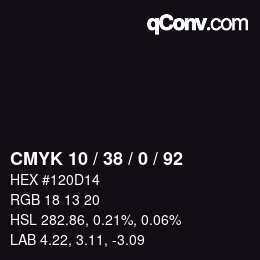 Color code: CMYK 10 / 38 / 0 / 92 | qconv.com