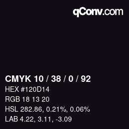 カラーコード: CMYK 10 / 38 / 0 / 92 | qconv.com