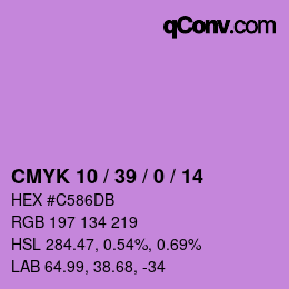 カラーコード: CMYK 10 / 39 / 0 / 14 | qconv.com