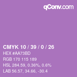 カラーコード: CMYK 10 / 39 / 0 / 26 | qconv.com