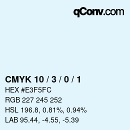 カラーコード: CMYK 10 / 3 / 0 / 1 | qconv.com