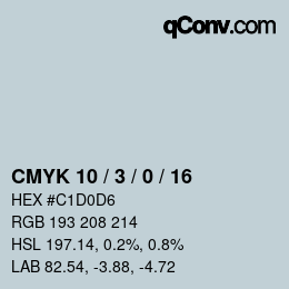 颜色代码: CMYK 10 / 3 / 0 / 16 | qconv.com