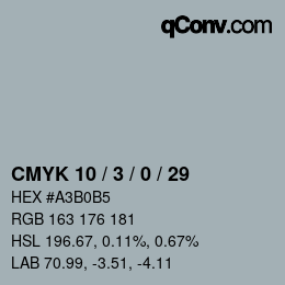 Color code: CMYK 10 / 3 / 0 / 29 | qconv.com