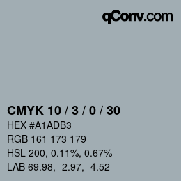カラーコード: CMYK 10 / 3 / 0 / 30 | qconv.com