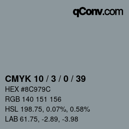 Color code: CMYK 10 / 3 / 0 / 39 | qconv.com