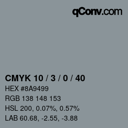 Color code: CMYK 10 / 3 / 0 / 40 | qconv.com