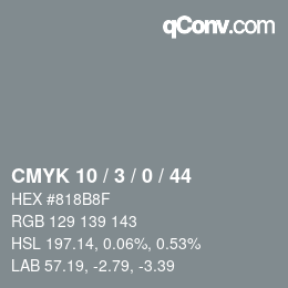 Color code: CMYK 10 / 3 / 0 / 44 | qconv.com