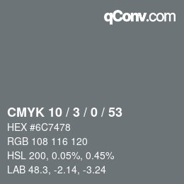 Color code: CMYK 10 / 3 / 0 / 53 | qconv.com