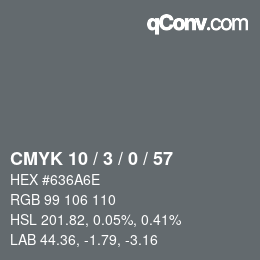 Color code: CMYK 10 / 3 / 0 / 57 | qconv.com