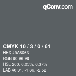 Color code: CMYK 10 / 3 / 0 / 61 | qconv.com