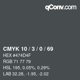 Color code: CMYK 10 / 3 / 0 / 69 | qconv.com