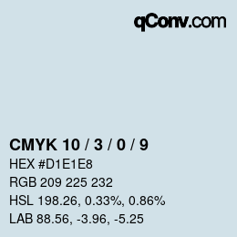 カラーコード: CMYK 10 / 3 / 0 / 9 | qconv.com