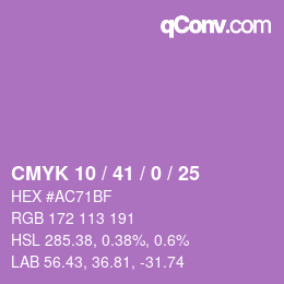 Farbcode: CMYK 10 / 41 / 0 / 25 | qconv.com