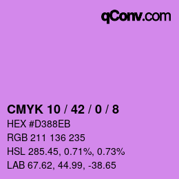 カラーコード: CMYK 10 / 42 / 0 / 8 | qconv.com
