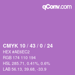 Color code: CMYK 10 / 43 / 0 / 24 | qconv.com