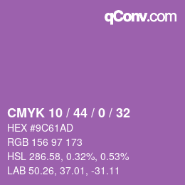 Color code: CMYK 10 / 44 / 0 / 32 | qconv.com