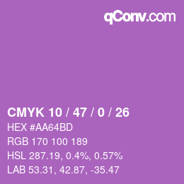 Color code: CMYK 10 / 47 / 0 / 26 | qconv.com