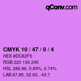 カラーコード: CMYK 10 / 47 / 0 / 4 | qconv.com