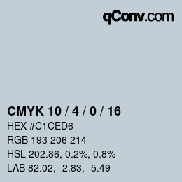 Farbcode: CMYK 10 / 4 / 0 / 16 | qconv.com