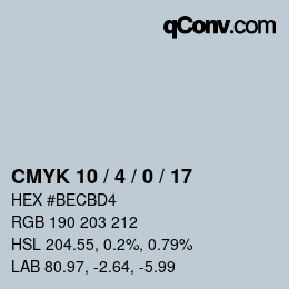 Color code: CMYK 10 / 4 / 0 / 17 | qconv.com