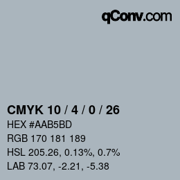 颜色代码: CMYK 10 / 4 / 0 / 26 | qconv.com