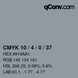 カラーコード: CMYK 10 / 4 / 0 / 37 | qconv.com