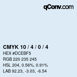 カラーコード: CMYK 10 / 4 / 0 / 4 | qconv.com