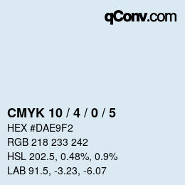 カラーコード: CMYK 10 / 4 / 0 / 5 | qconv.com