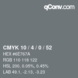 Color code: CMYK 10 / 4 / 0 / 52 | qconv.com