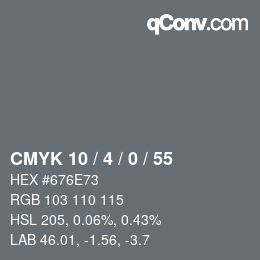カラーコード: CMYK 10 / 4 / 0 / 55 | qconv.com