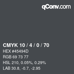 カラーコード: CMYK 10 / 4 / 0 / 70 | qconv.com