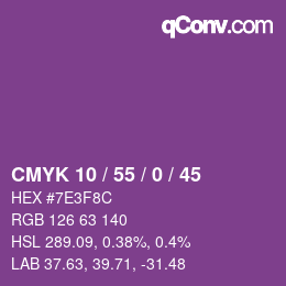 Code couleur: CMYK 10 / 55 / 0 / 45 | qconv.com