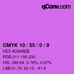 カラーコード: CMYK 10 / 55 / 0 / 8 | qconv.com