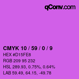 Color code: CMYK 10 / 59 / 0 / 9 | qconv.com