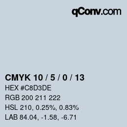 カラーコード: CMYK 10 / 5 / 0 / 13 | qconv.com
