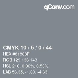 カラーコード: CMYK 10 / 5 / 0 / 44 | qconv.com