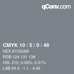 颜色代码: CMYK 10 / 5 / 0 / 46 | qconv.com