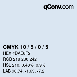 カラーコード: CMYK 10 / 5 / 0 / 5 | qconv.com