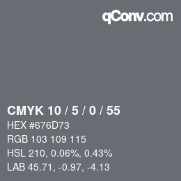 カラーコード: CMYK 10 / 5 / 0 / 55 | qconv.com