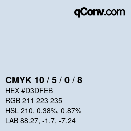 カラーコード: CMYK 10 / 5 / 0 / 8 | qconv.com