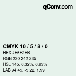 カラーコード: CMYK 10 / 5 / 8 / 0 | qconv.com