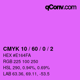 カラーコード: CMYK 10 / 60 / 0 / 2 | qconv.com