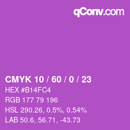 Color code: CMYK 10 / 60 / 0 / 23 | qconv.com