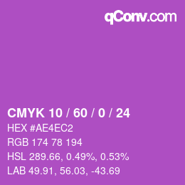 カラーコード: CMYK 10 / 60 / 0 / 24 | qconv.com