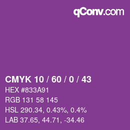 カラーコード: CMYK 10 / 60 / 0 / 43 | qconv.com