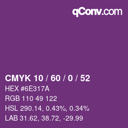 颜色代码: CMYK 10 / 60 / 0 / 52 | qconv.com
