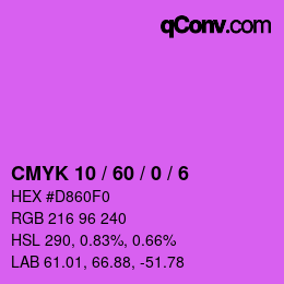 カラーコード: CMYK 10 / 60 / 0 / 6 | qconv.com