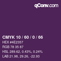 カラーコード: CMYK 10 / 60 / 0 / 66 | qconv.com